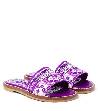 Bedruckte Pantoletten Majolica aus Canvas | Dolce&Gabbana Kids