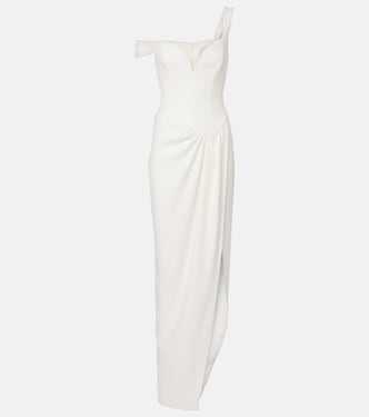 Bridal draped off-shoulder crêpe corset gown | Alex Perry