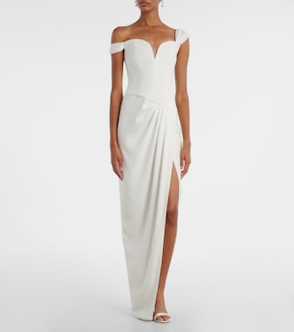 Bridal Off-Shoulder-Robe aus Crêpe | Alex Perry