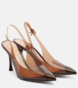 Diana 95 leather-trimmed slingback pumps | Gianvito Rossi
