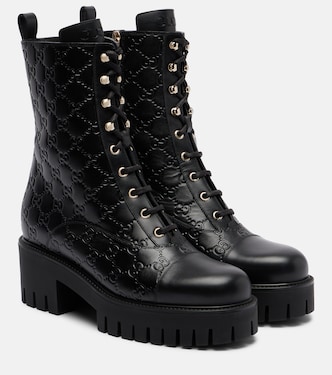 GG leather lace-up boots | Gucci
