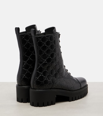 GG leather lace-up boots | Gucci