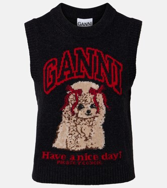 Printed wool-blend vest | Ganni