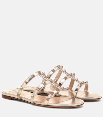 Sandali Rockstud in pelle metallizzata | Valentino Garavani