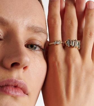 14kt gold ring with diamonds and topaz | Suzanne Kalan