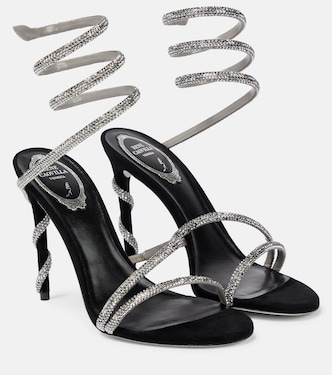 Verzierte Sandalen Cleo aus Samt | Rene Caovilla