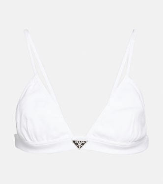 Bralette in jersey di cotone con logo | Prada
