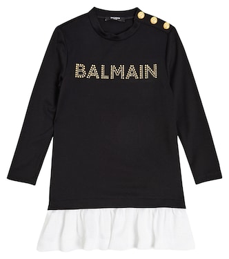 Vestido en jersey de algodón con logo | Balmain Kids