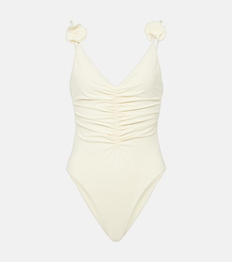 Floral-appliqué ruched swimsuit | Magda Butrym