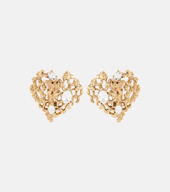 Orecchini clip-on Coral Heart con cristalli | Oscar de la Renta