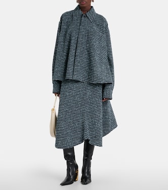 Falda midi asimétrica de tweed  | Bottega Veneta