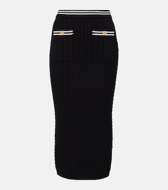 Gonna midi in maglia di cotone a trecce | Alessandra Rich