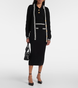 Gonna midi in maglia di cotone a trecce | Alessandra Rich