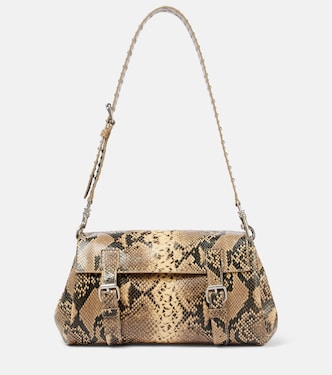 Medium snake-effect leather shoulder bag | Dries Van Noten
