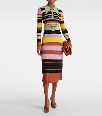 Abito midi in maglia a righe con lamé  | Rixo