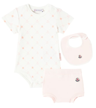 Baby cotton bodysuit, bloomers and bib set | Moncler Enfant
