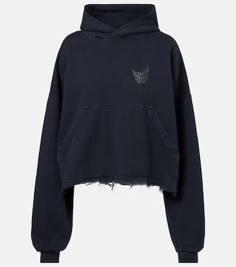 Logo distressed cotton-blend hoodie | Balenciaga