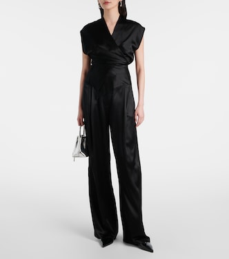 Draped gathered silk charmeuse top | The Sei