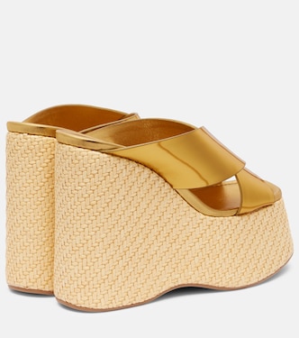 Mules compensées Mara en cuir métallisé | Paris Texas