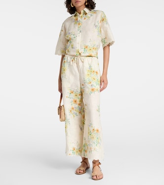 Juliette floral linen wide-leg pants | Alémais