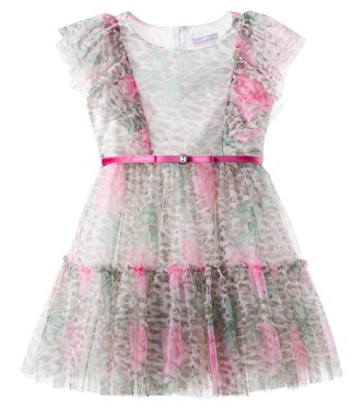 Leopard-print ruffled tulle dress | Monnalisa