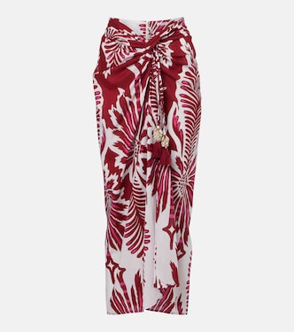 Uma floral gathered cotton midi skirt | Poupette St Barth