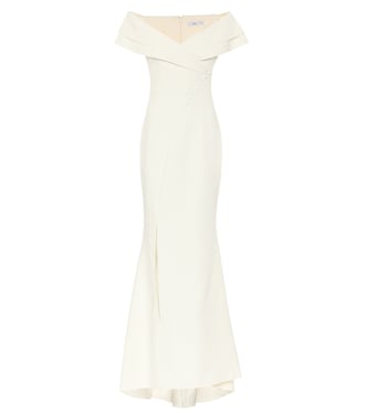 Robe de mariée Madison en crêpe à encolure bardot | Safiyaa