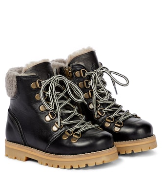 Shearling-trimmed leather ankle boots | Petit Nord