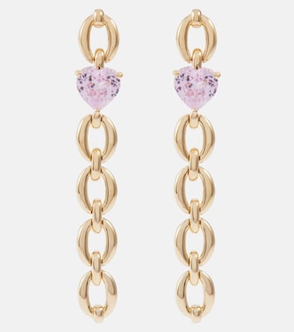 Orecchini Catena Long Heart in oro 18kt con zaffiri | Nadine Aysoy