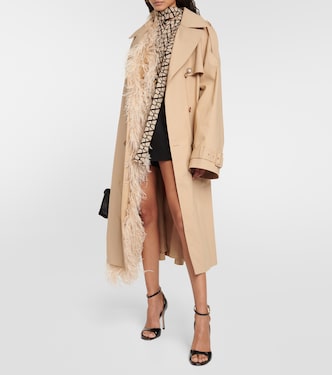 Trench in cotone con piume | Valentino
