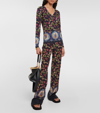 Printed high-rise silk pants | Etro