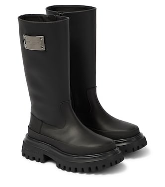 Bottes à bordures en cuir | Dolce&Gabbana Kids