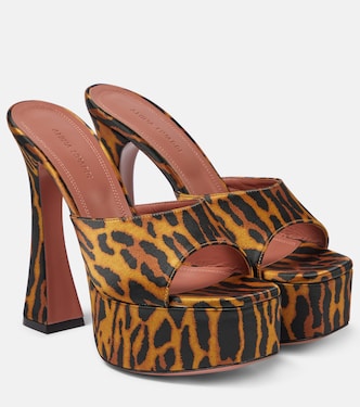 Dalida leopard-print satin platform mules | Amina Muaddi