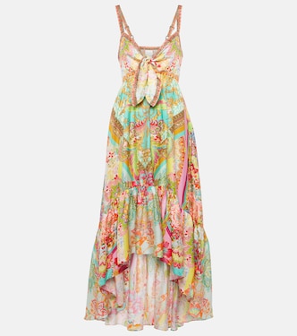 Vestido midi de seda con volante | Camilla