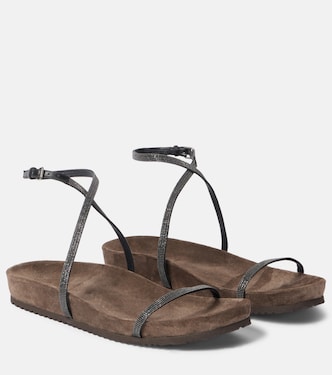 Sandali in pelle con monili | Brunello Cucinelli