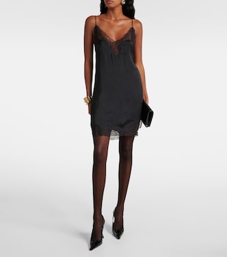 Abito sottoveste in raso e pizzo | Saint Laurent