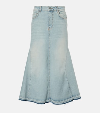 Falda midi de denim de tiro alto | Ganni