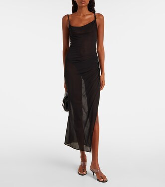 Asymmetrical sheer maxi dress | Mugler