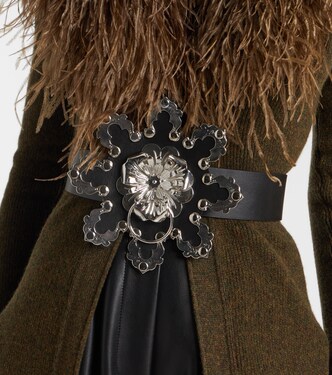 Floral leather belt | Blumarine