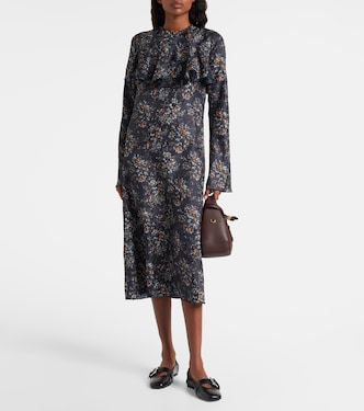 Floral ruffled midi dress | Ganni