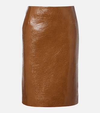 Embossed leather pencil skirt | Gucci