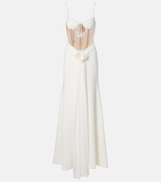 Floral-appliqué sequined bustier gown | David Koma