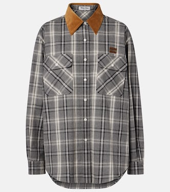 Plaid cotton flannel overshirt | Miu Miu