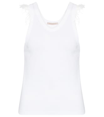 Feather trimmed cotton-jersey tank top | Christopher Kane