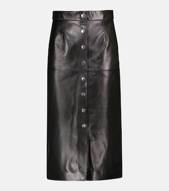 Falda midi Blehor de piel de tiro alto | Isabel Marant
