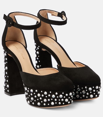 Pumps Crystal Holly D'Orsay in suede con plateau | Gianvito Rossi