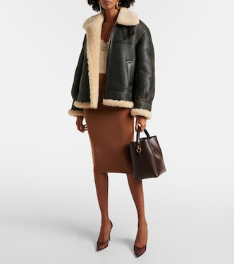 Giacca in pelle con shearling | Saint Laurent