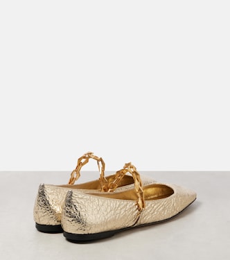 Diamond Tilda metallic leather Mary Jane flats | Jimmy Choo