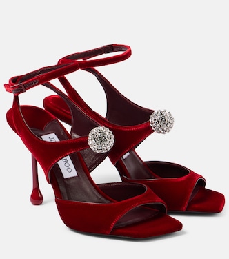 Orb 95 embellished velvet sandals | Jimmy Choo