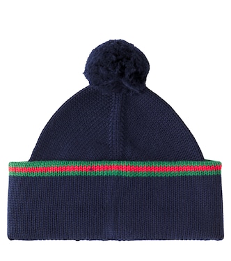 Web Strip cotton beanie | Gucci Kids